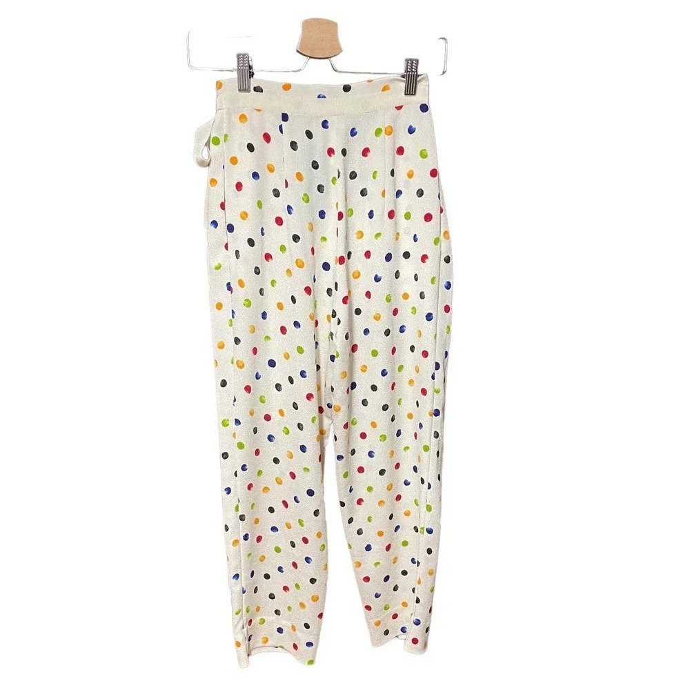 Anna‎ October Trouser Pants Cropped Polka Dot Print Rainbow Multicolor Size XS - Picture 8 of 11